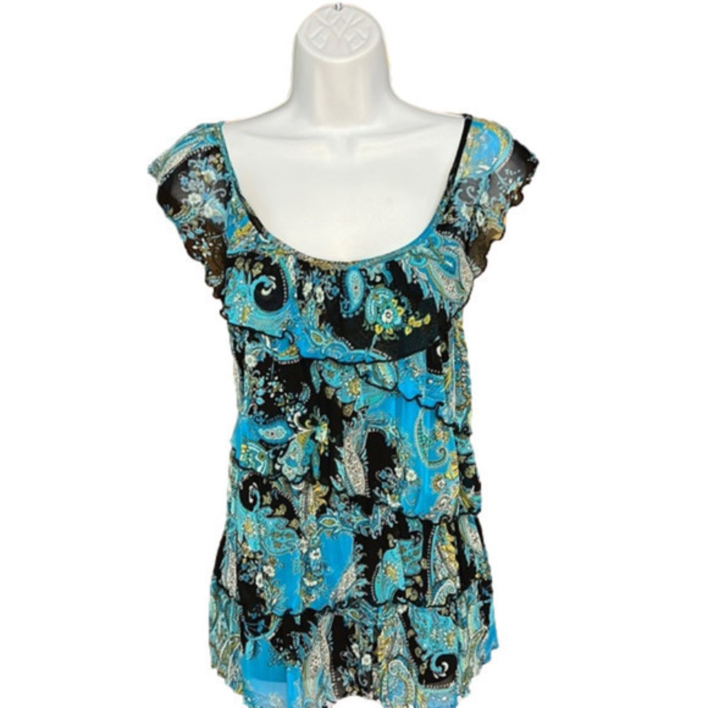 Apt 9 Ruffled Paisley Tank Small